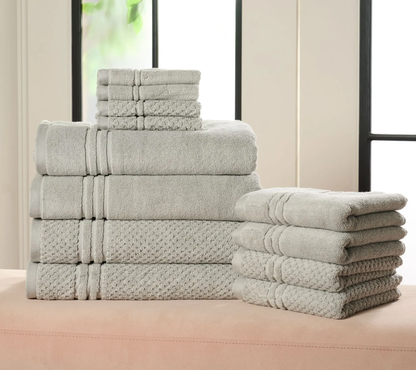 12-Piece Dual-Weave Cotton Towel System – Ultra-Absorbent Quick-Dry Spa Collection