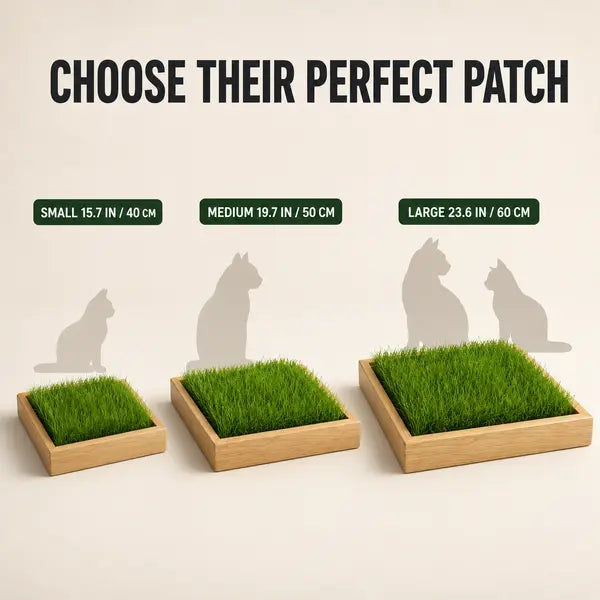 Indoor Grass Oasis Wooden Pet Bed with 20 Full-Size Washable Grass Mats