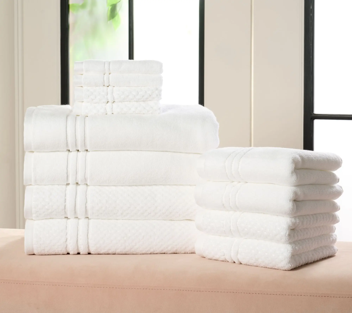 12-Piece Dual-Weave Cotton Towel System – Ultra-Absorbent Quick-Dry Spa Collection