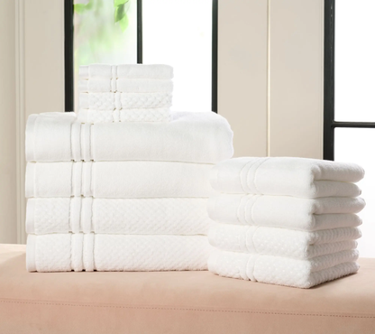 12-Piece Dual-Weave Cotton Towel System – Ultra-Absorbent Quick-Dry Spa Collection
