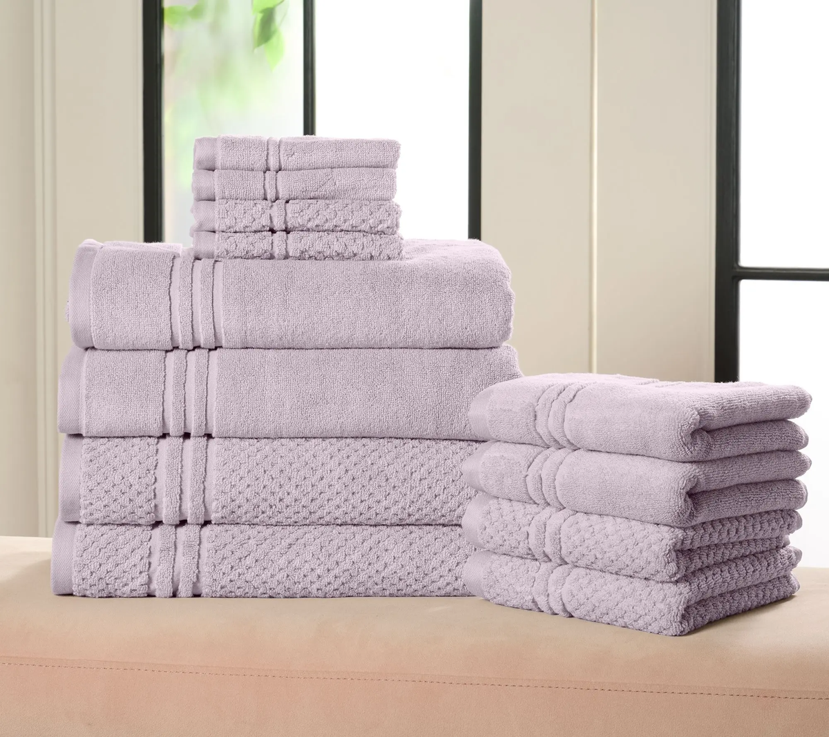12-Piece Dual-Weave Cotton Towel System – Ultra-Absorbent Quick-Dry Spa Collection