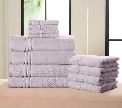 12-Piece Dual-Weave Cotton Towel System – Ultra-Absorbent Quick-Dry Spa Collection