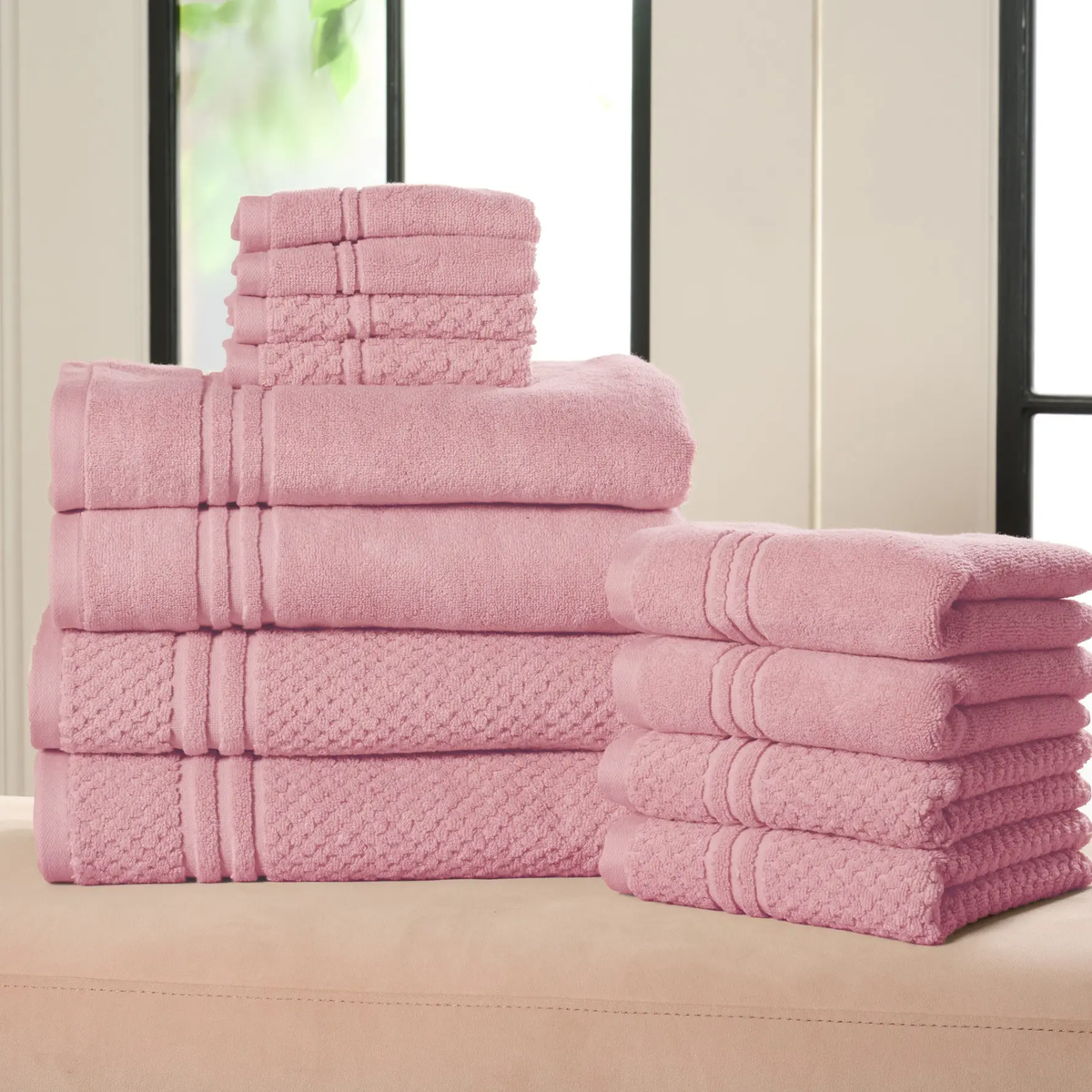12-Piece Dual-Weave Cotton Towel System – Ultra-Absorbent Quick-Dry Spa Collection