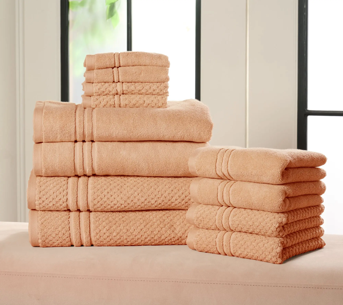 12-Piece Dual-Weave Cotton Towel System – Ultra-Absorbent Quick-Dry Spa Collection