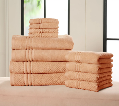 12-Piece Dual-Weave Cotton Towel System – Ultra-Absorbent Quick-Dry Spa Collection