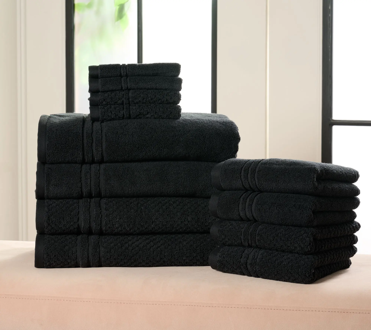 12-Piece Dual-Weave Cotton Towel System – Ultra-Absorbent Quick-Dry Spa Collection