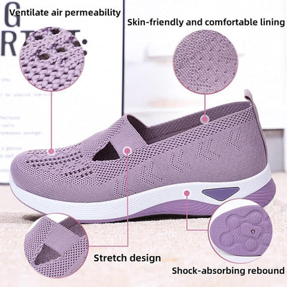 12-Pair Women’s Comfort Walking Shoes Collection – 12 Colors, Hands-Free Slip-On Knit Shoes with Arch Support