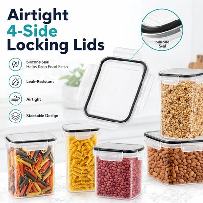 PantryVault™ 68-Container Mega Airtight Food Storage System – 6 Sizes, 68 Locking Lids & Complete Labeling Kit