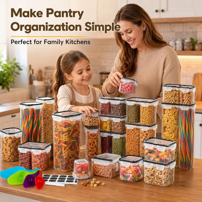 PantryVault™ 68-Container Mega Airtight Food Storage System – 6 Sizes, 68 Locking Lids & Complete Labeling Kit