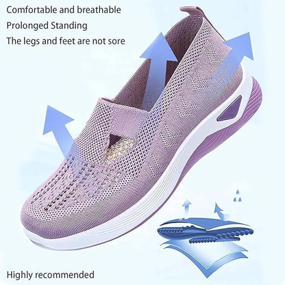 12-Pair Women’s Comfort Walking Shoes Collection – 12 Colors, Hands-Free Slip-On Knit Shoes with Arch Support
