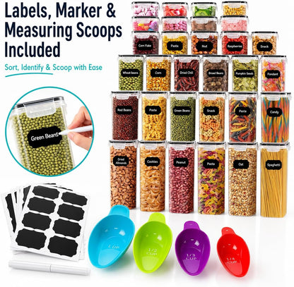 PantryVault™ 68-Container Mega Airtight Food Storage System – 6 Sizes, 68 Locking Lids & Complete Labeling Kit