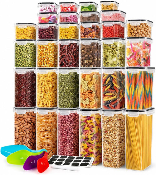 PantryVault™ 68-Container Mega Airtight Food Storage System – 6 Sizes, 68 Locking Lids & Complete Labeling Kit