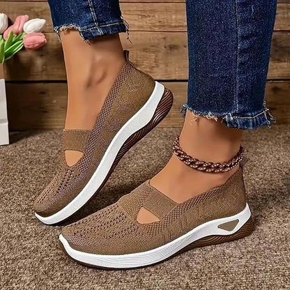 12-Pair Women’s Comfort Walking Shoes Collection – 12 Colors, Hands-Free Slip-On Knit Shoes with Arch Support