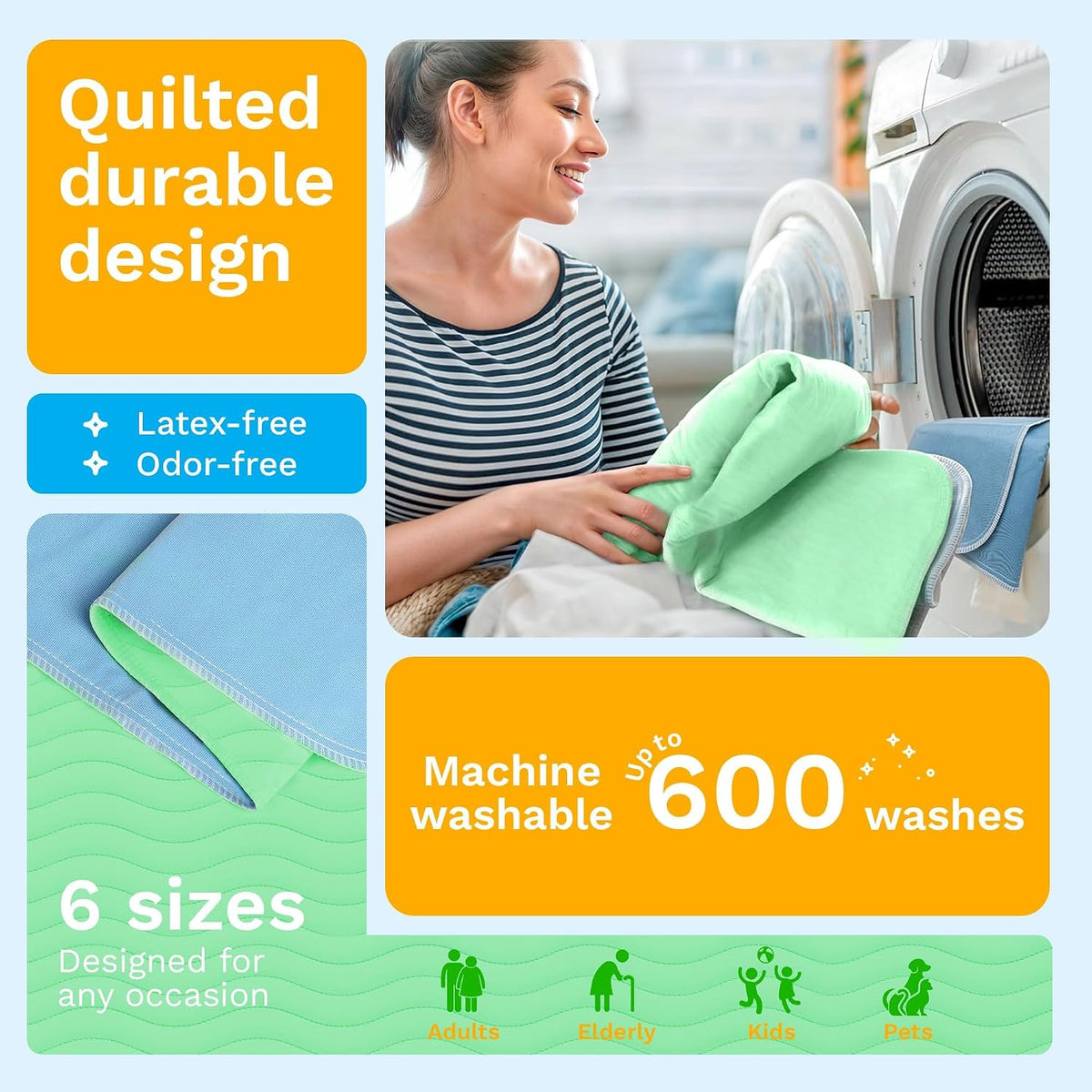 40-Pack Washable Reusable Underpads - 34 x 36 in